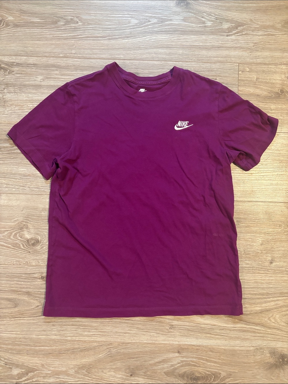 Nike Men’s Plum Crewneck Short-Sleeve Tee with White Logo